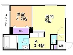 ange-sentier 1LDKの間取図画像