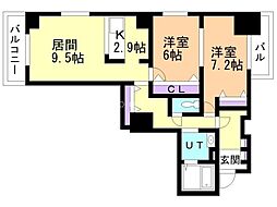 ディアコート69 2LDKの間取図画像