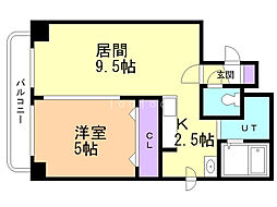 パークヒルズ中央大通15 1LDKの間取図画像