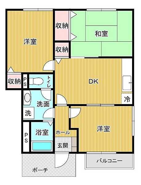 エトワールＢ 102｜群馬県伊勢崎市宮子町(賃貸アパート3DK・1階・56.97㎡)の写真 その2