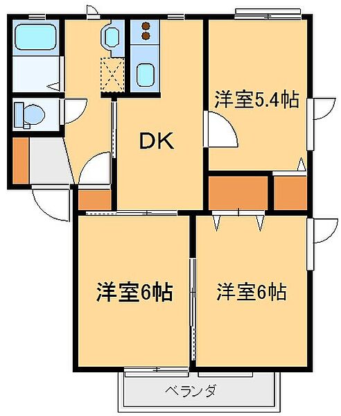 アクシア B201｜群馬県伊勢崎市山王町(賃貸アパート3DK・2階・50.78㎡)の写真 その2