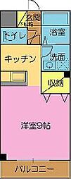 カーサ・ピッコラ伊勢崎 2階1Kの間取り