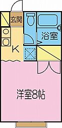グリーンヒルズ 2階1Kの間取り