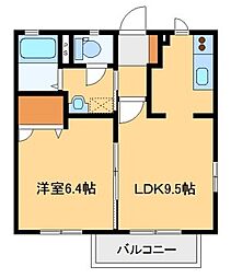 アマンジオＢ 2階1LDKの間取り