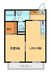 ハイツアーバン 1階1LDKの間取り