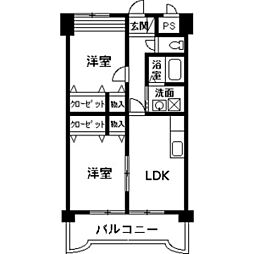 ドーチェスター 5階2DKの間取り