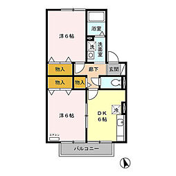 エピナール　Ｄ 1階2DKの間取り