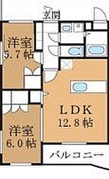 ピノ・ソレアード 1階2LDKの間取り