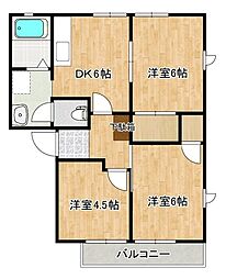 ディアス 1階3DKの間取り