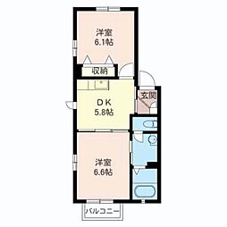 フォルトゥーナＣ 1階2Kの間取り