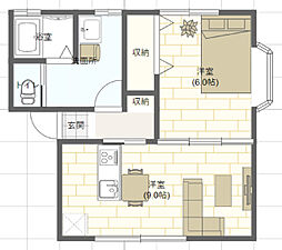 阪東ヒルズ 1階1LDKの間取り