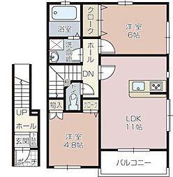 リアン・ラジュール 2階2LDKの間取り