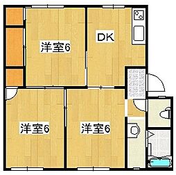 ヴィラリエゾン 2階3DKの間取り