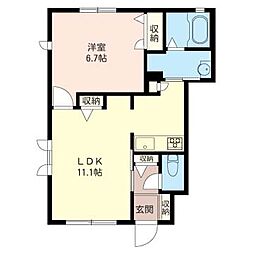 メゾンブランシェ 1階1LDKの間取り