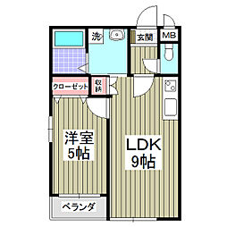 GARDEN MIYAKOII 1階1LDKの間取り