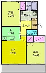 セイスイヒルズ 2階2LDKの間取り