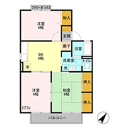 プルミエ・ラムールA 2LDKの間取図画像