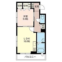 ヴァンヴェストA 3階1LDKの間取り