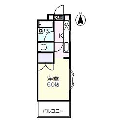 サンパティオ境 2階1Kの間取り