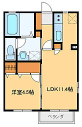 ウイング 2階1LDKの間取り