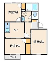 ストークうちだ 2階3DKの間取り