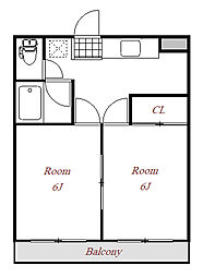 リバーサイド羽黒 2階2Kの間取り