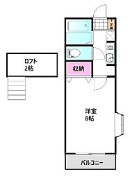 グリーンマンション 1階1Kの間取り