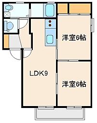 ウィステリアＡ 1階2LDKの間取り