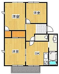 グランドール山王 1階3DKの間取り