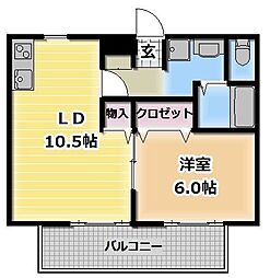 ルミエール 1LDKの間取図画像