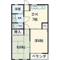 エール1 2DKの間取図画像