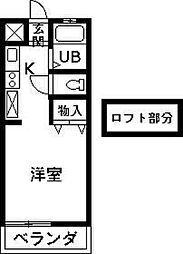 ハーバードハイツ 1Kの間取図画像