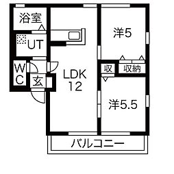 ハニーハイツA 2LDKの間取図画像