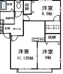 アヴァンセC 2LDKの間取図画像