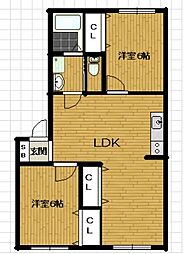セレーノB 2LDKの間取図画像