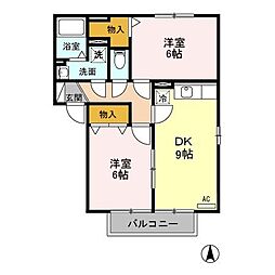 ポルトス元町B 2DKの間取図画像