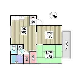 シンプルライフ南陽 2DKの間取図画像