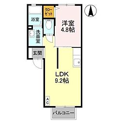 クレシエンテE 1LDKの間取図画像