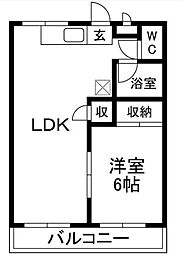 モギハイツA 1LDKの間取図画像