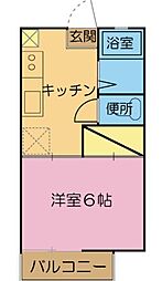 ルームポシェット 1Kの間取図画像
