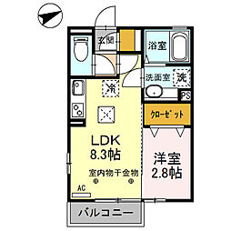 サファイア 1LDKの間取図画像