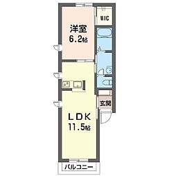 ボヌールB 1LDKの間取図画像