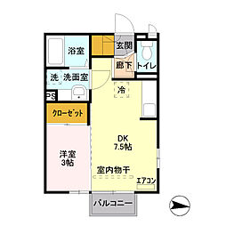 エトワール 1DKの間取図画像