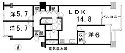 サンレジデンス錦綾東堀川 2SLDKの間取図画像