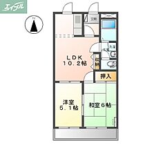 岡山県岡山市北区下中野（賃貸マンション2LDK・2階・44.88㎡） その2