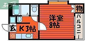 岡山県岡山市北区今8丁目（賃貸マンション1K・3階・26.03㎡） その2