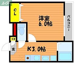 岡山県岡山市北区神田町1丁目（賃貸アパート1K・2階・24.51㎡） その2