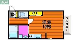 JR宇野線 大元駅 徒歩22分の賃貸アパート 1階ワンルームの間取り