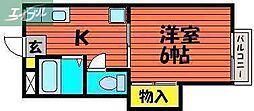 岡山電気軌道清輝橋線 清輝橋駅 徒歩11分の賃貸アパート 1階1Kの間取り