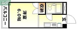 JR山陽本線 岡山駅 徒歩27分の賃貸マンション 3階1Kの間取り
